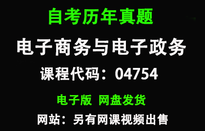 自考04754电子商务与电子政务历年真题和答案