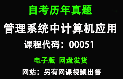 自考00051管理系统中计算机应用历年真题和答案